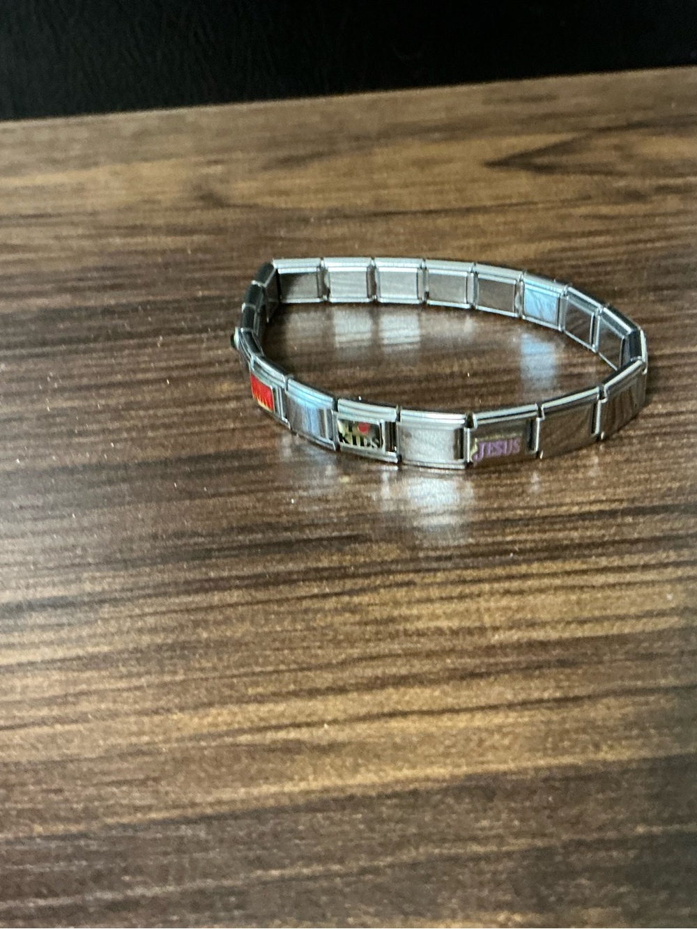 Stainless Steel Charm Bracelet with Colorful Inserts   Not branded
